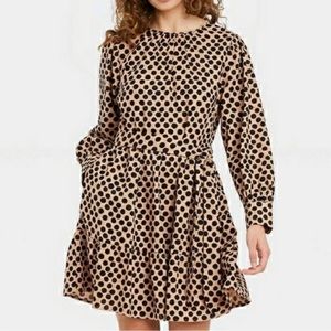 Womens long sleeve polka dot dress